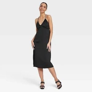 Women's Cut Out Midi Slip Dress - A New Day Black XL
